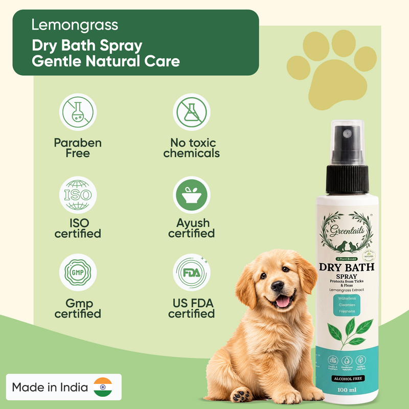 Greentails Dry Bath Spray For Pets 100 ML