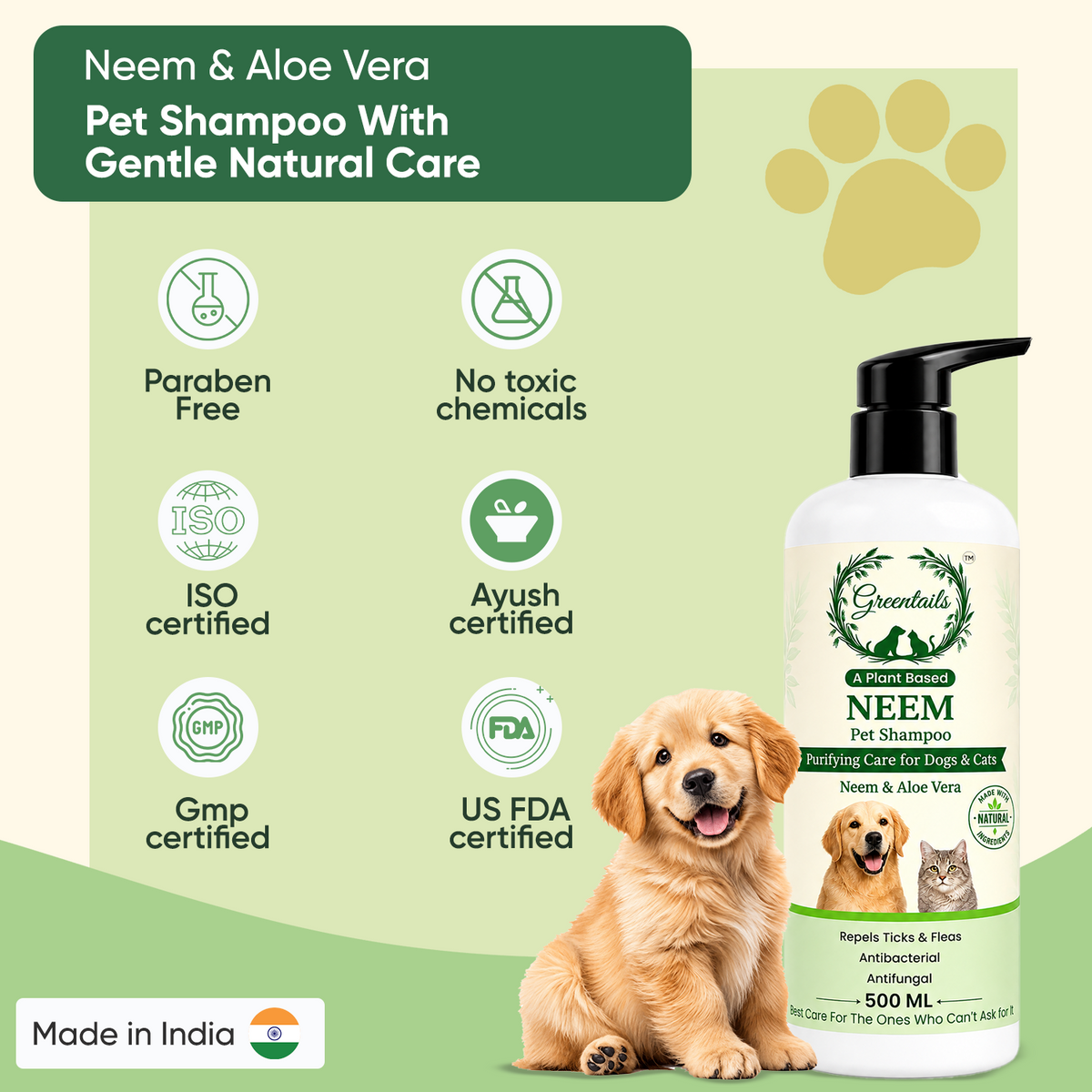 Greentails Neem Pet Shampoo 500 ML
