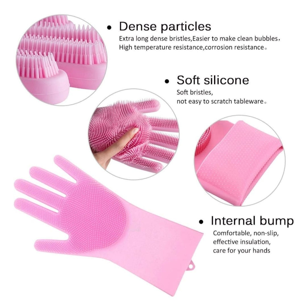 Silicon Cleaning Gloves- Multicolor Reusable Scrubber For Pets Pack Of 2