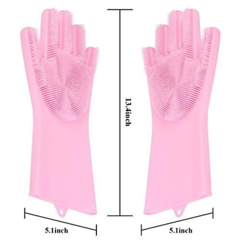 Silicon Cleaning Gloves- Multicolor Reusable Scrubber For Pets Pack Of 2