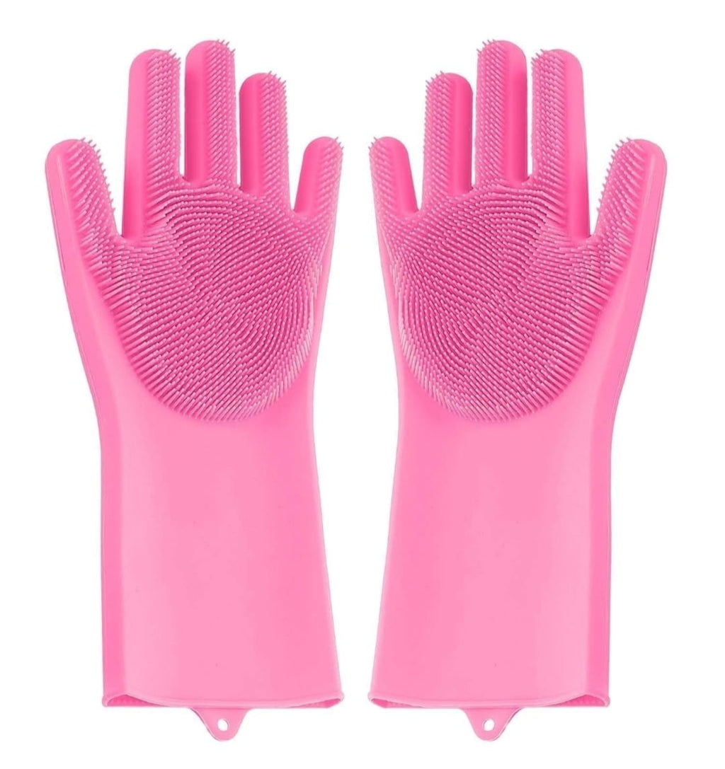 Silicon Cleaning Gloves- Multicolor Reusable Scrubber For Pets Pack Of 2
